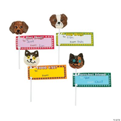 Cat and Dog Valentine Suckers With Tags