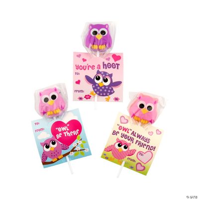 Owl & Friends Valentine Suckers On Card