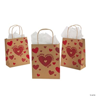 Valentine Glitter Kraft Bags