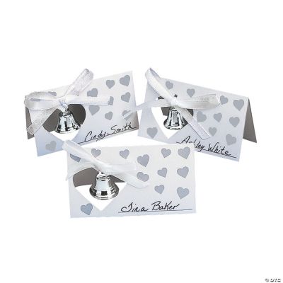 Silvertone Wedding Bell Place Cards