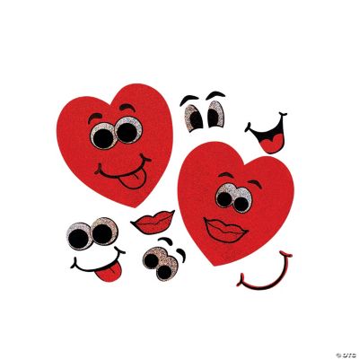 Glitter Make-A-Smile Face Heart Stickers