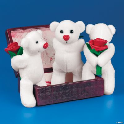 Plush White Valentine Bears