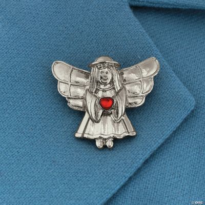 Pewtertone Angel with Gemstone Heart Pins