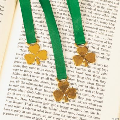 Ribbon Bookmarks With Shamrock Charm