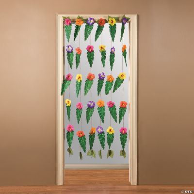 Tropical Door Curtain With Large Leaves
