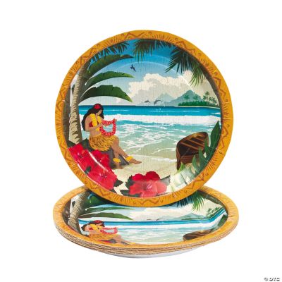 8 Vintage Postcard Luau Dessert Plates