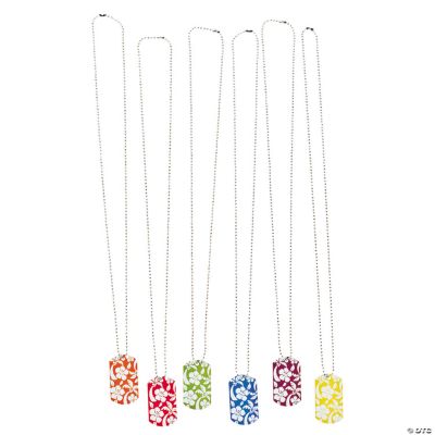 Hibiscus Print Dog Tag Necklaces