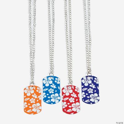 Hibiscus Dog Tag Necklaces