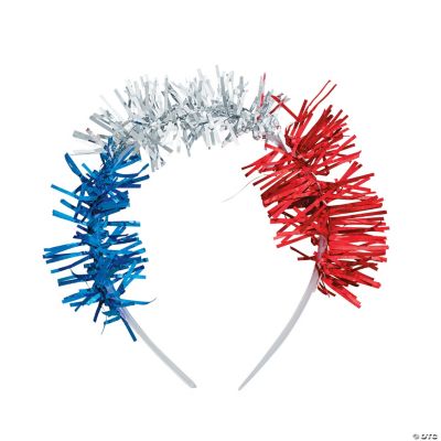 Red, White & Blue Headbands With Tinsel