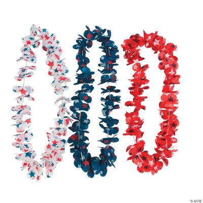 Red, White & Blue Star Print Leis