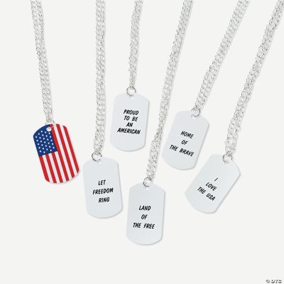 Patriotic Printed Dog Tag Necklaces