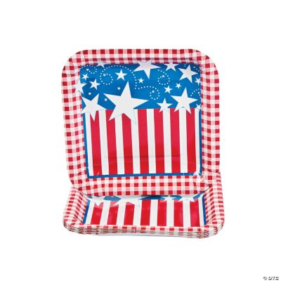 Patriotic Gingham Square Dessert Plates