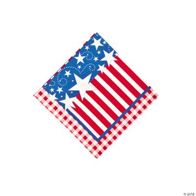 Patriotic Gingham Beverage Napkins