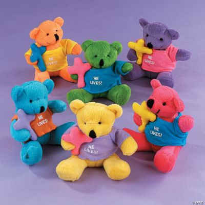 12 Plush Bears Wearing A “He Lives!” T-Shirt