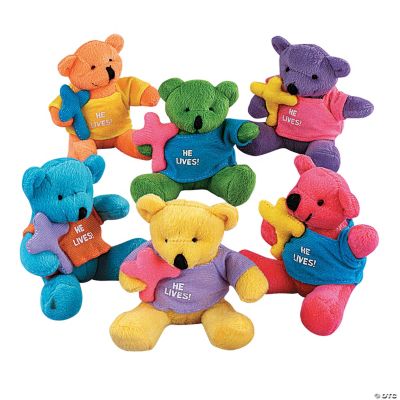 12 Plush Bears Wearing A “He Lives!” T-Shirt