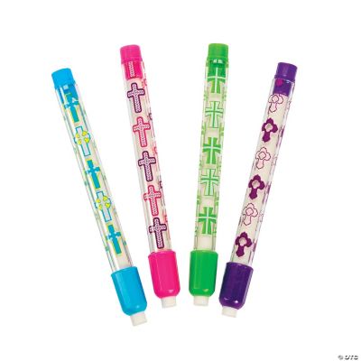 Cross Print Eraser Sticks