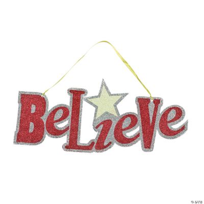 “Believe” Glitter Door Hanger