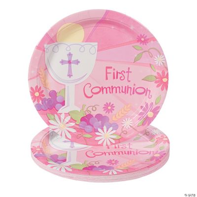 Pink “First Communion” Dinner Plates