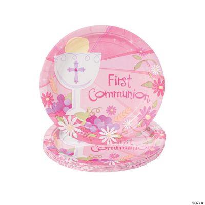 Pink “First Communion” Dessert Plates