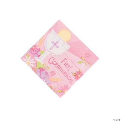 Pink “First Communion” Beverage Napkins