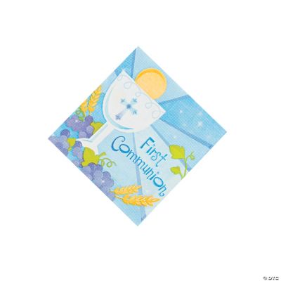 Blue “First Communion” Beverage Napkins