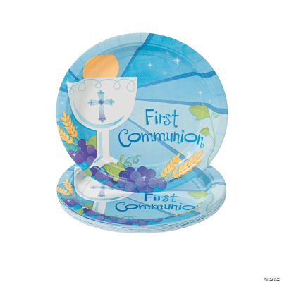Blue “First Communion” Dessert Plates