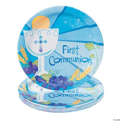 Blue “First Communion” Dinner Plates