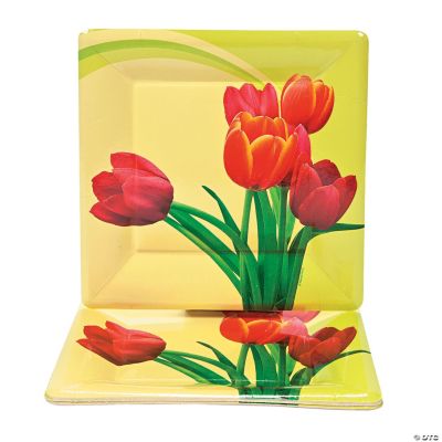 Blooming Tulips Square Dinner Plates