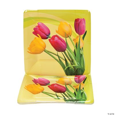 Blooming Tulips Square Dessert Plates