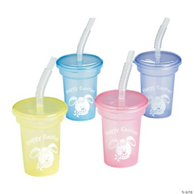 Mini Easter Cups With Lids & Straws
