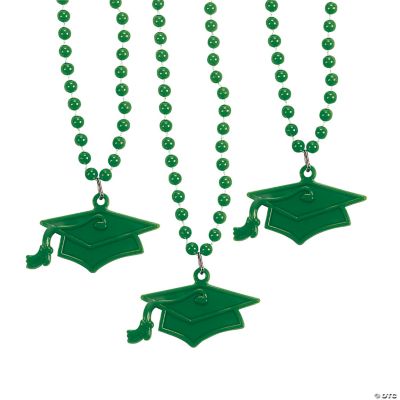 Beaded Graduation Mortarboard Necklaces - Green