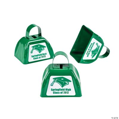 Personalized Green Graduation Cowbells