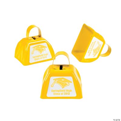 Personalized Yellow Graduation Cowbells
