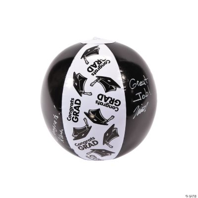 Inflatable Black “Congrats Grad” Autograph Beach Balls