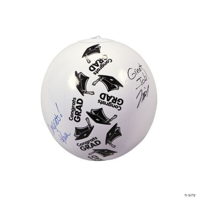 Inflatable White “Congrats Grad” Autograph Beach Balls