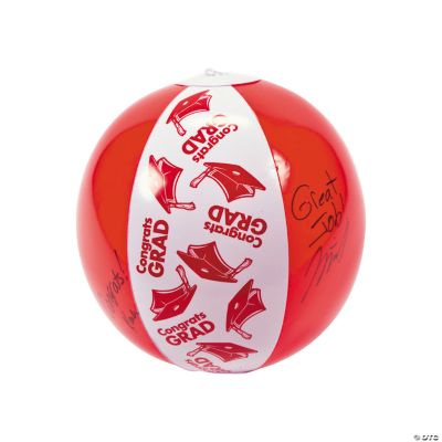 Inflatable Red “Congrats Grad” Autograph Beach Balls