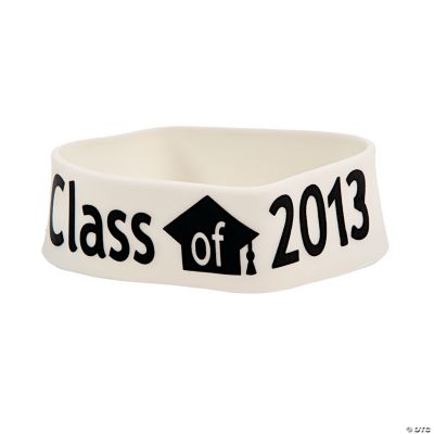 White “Class Of 2013” Graduation Big Band Bracelets