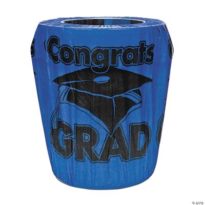 Blue “Congrats Grad” Trash Can Cover