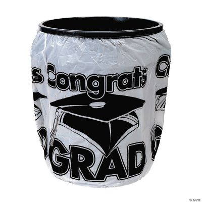 White “Congrats Grad” Trash Can Cover