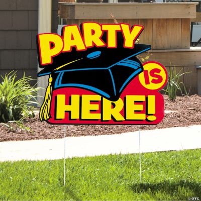“Party Is Here” Mortarboard Yard Sign