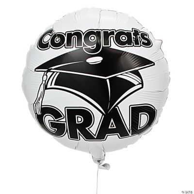 White “Congrats Grad” Mylar Balloons