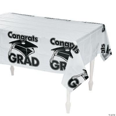 White “Congrats Grad” Table Cover
