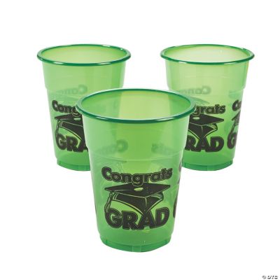 Green “Congrats Grad” Disposable Cups