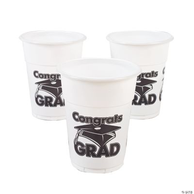 White “Congrats Grad” Disposable Cups