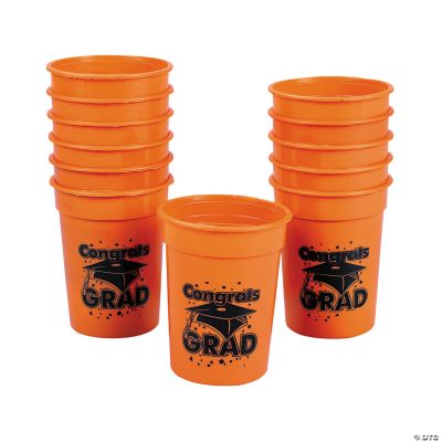 Orange “Congrats Grad” Cups