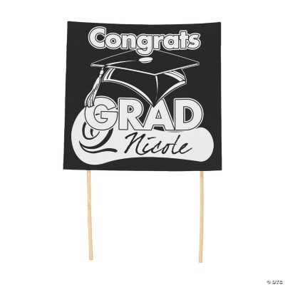 “Congrats Grad” Yard Sign - Black