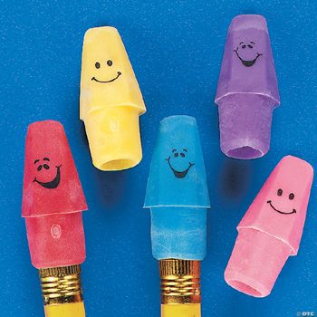 Neon Funny Face Pencil Top Erasers
