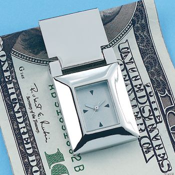 Personalized Money Clip With Clock