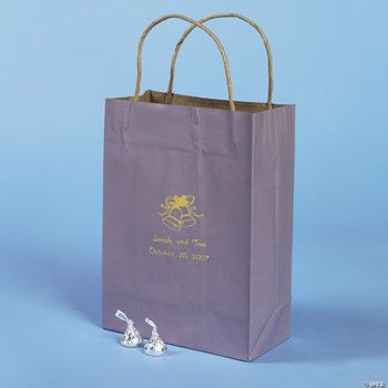 Personalized Gold Print Lilac Wedding Craft Gift Bags