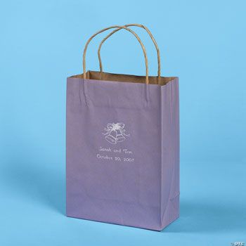 Personalized Silver Print Lilac Wedding Craft Gift Bags